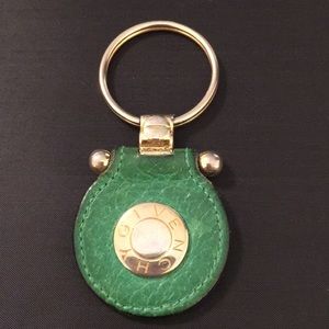 GIVENCHY~Green pebbled leather key chain/bag charm